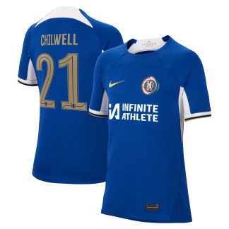 Chelsea Cup Home Stadium Sponsored Shirt 2023-24 - Kids with Chilwell 21 printing