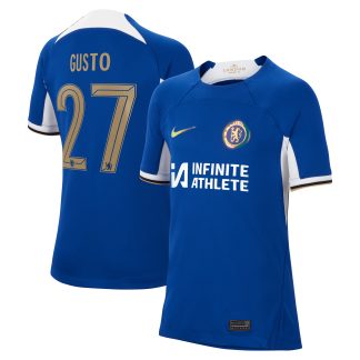 Chelsea Cup Home Stadium Sponsored Shirt 2023-24 - Kids with Gusto 27 printing