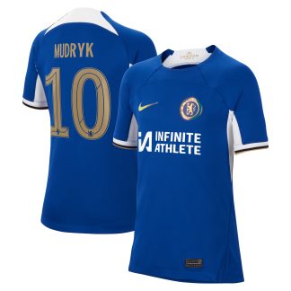 Chelsea Cup Home Stadium Sponsored Shirt 2023-24 - Kids with Mudryk 10 printing