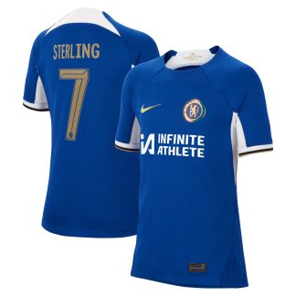 Chelsea Cup Home Stadium Sponsored Shirt 2023-24 - Kids with Sterling 7 printing