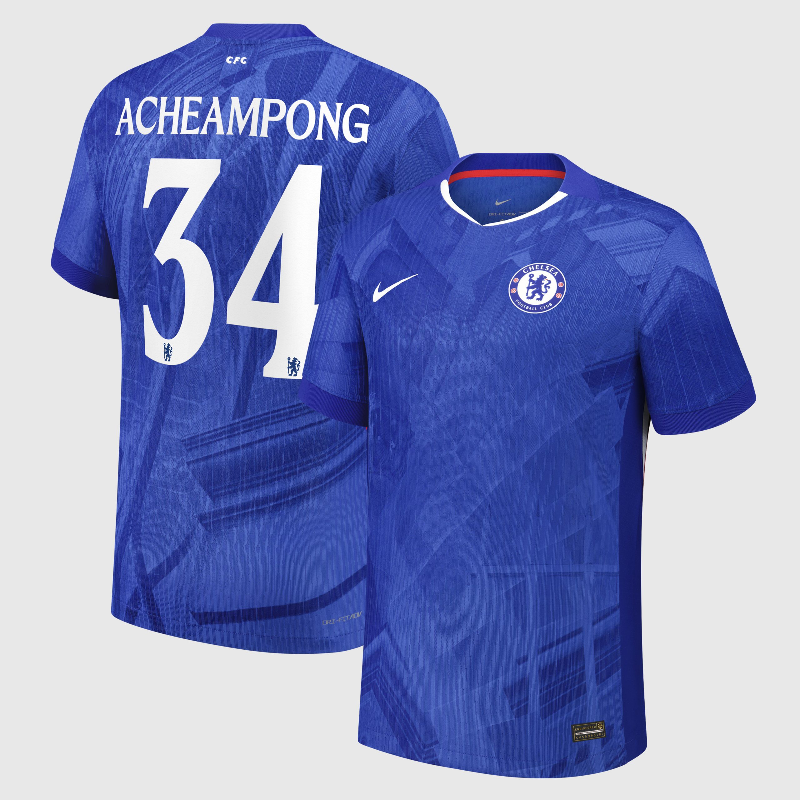 Chelsea Cup Nike Dri-FIT ADV Home Match Shirt 2025-26 - Kids with Acheampong 34 printing