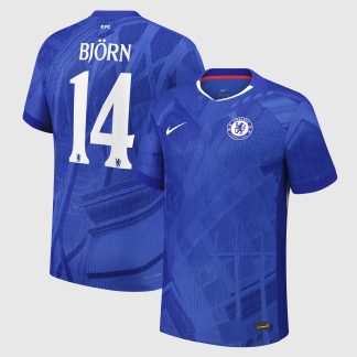 Chelsea Cup Nike Dri-FIT ADV Home Match Shirt 2025-26 - Kids with Björn 14 printing