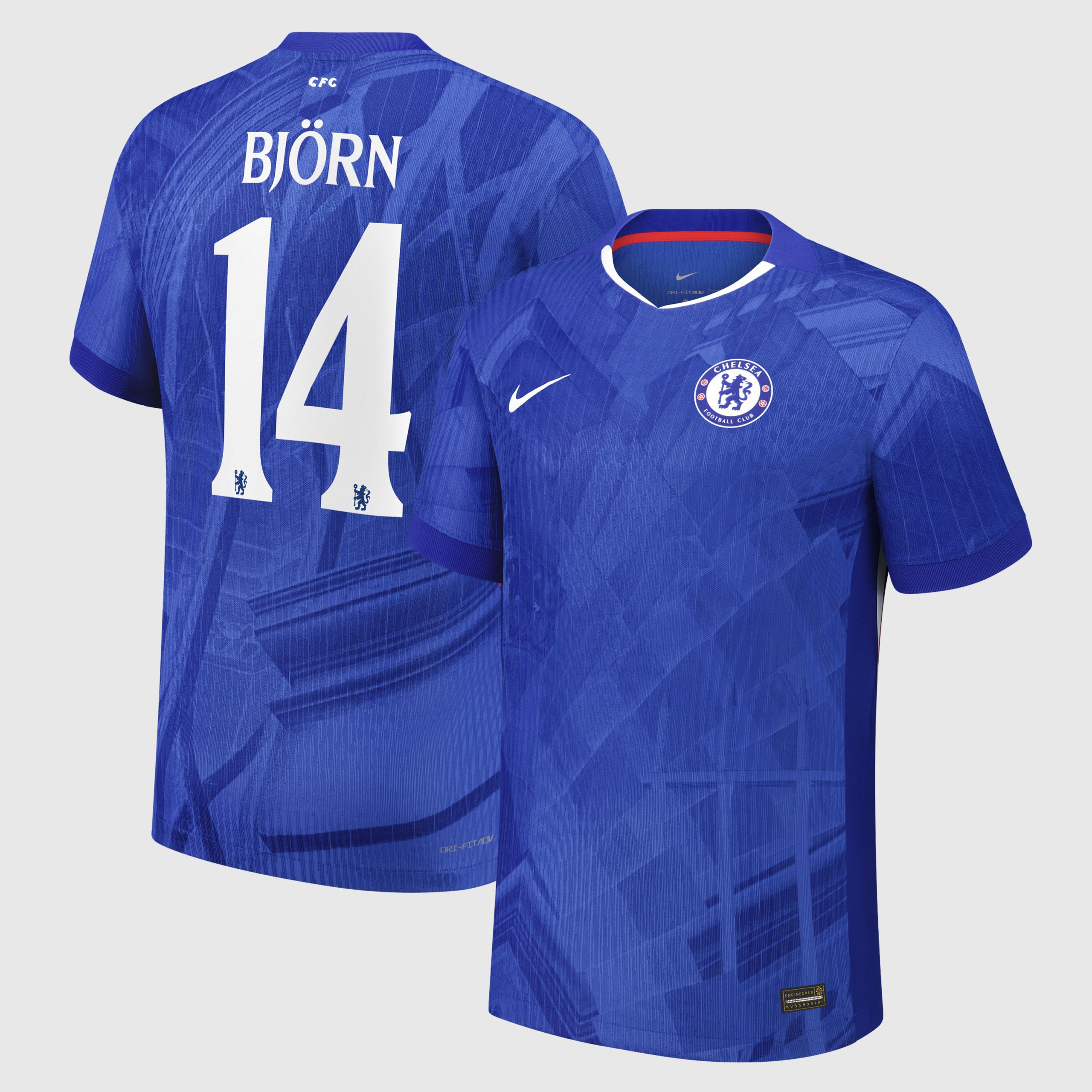 Chelsea Cup Nike Dri-FIT ADV Home Match Shirt 2025-26 - Kids with Björn 14 printing