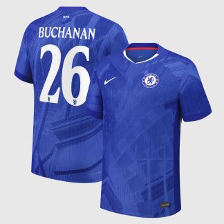 Chelsea Cup Nike Dri-FIT ADV Home Match Shirt 2025-26 - Kids with Buchanan 26 printing