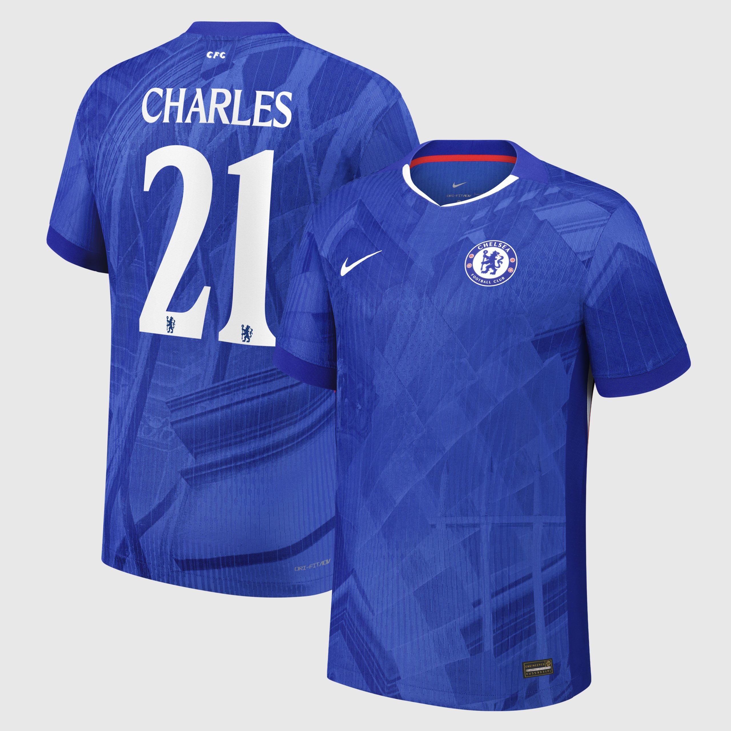 Chelsea Cup Nike Dri-FIT ADV Home Match Shirt 2025-26 - Kids with Charles 21 printing