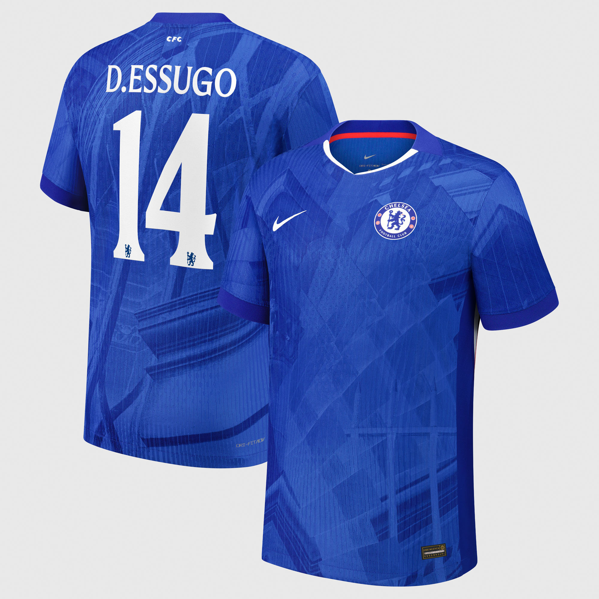 Chelsea Cup Nike Dri-FIT ADV Home Match Shirt 2025-26 - Kids with D.Essugo 14 printing