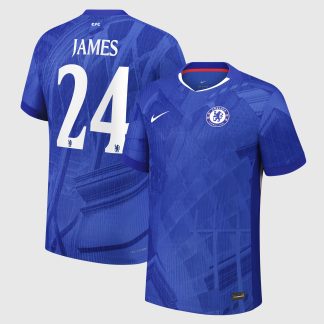 Chelsea Cup Nike Dri-FIT ADV Home Match Shirt 2025-26 - Kids with James 24 printing