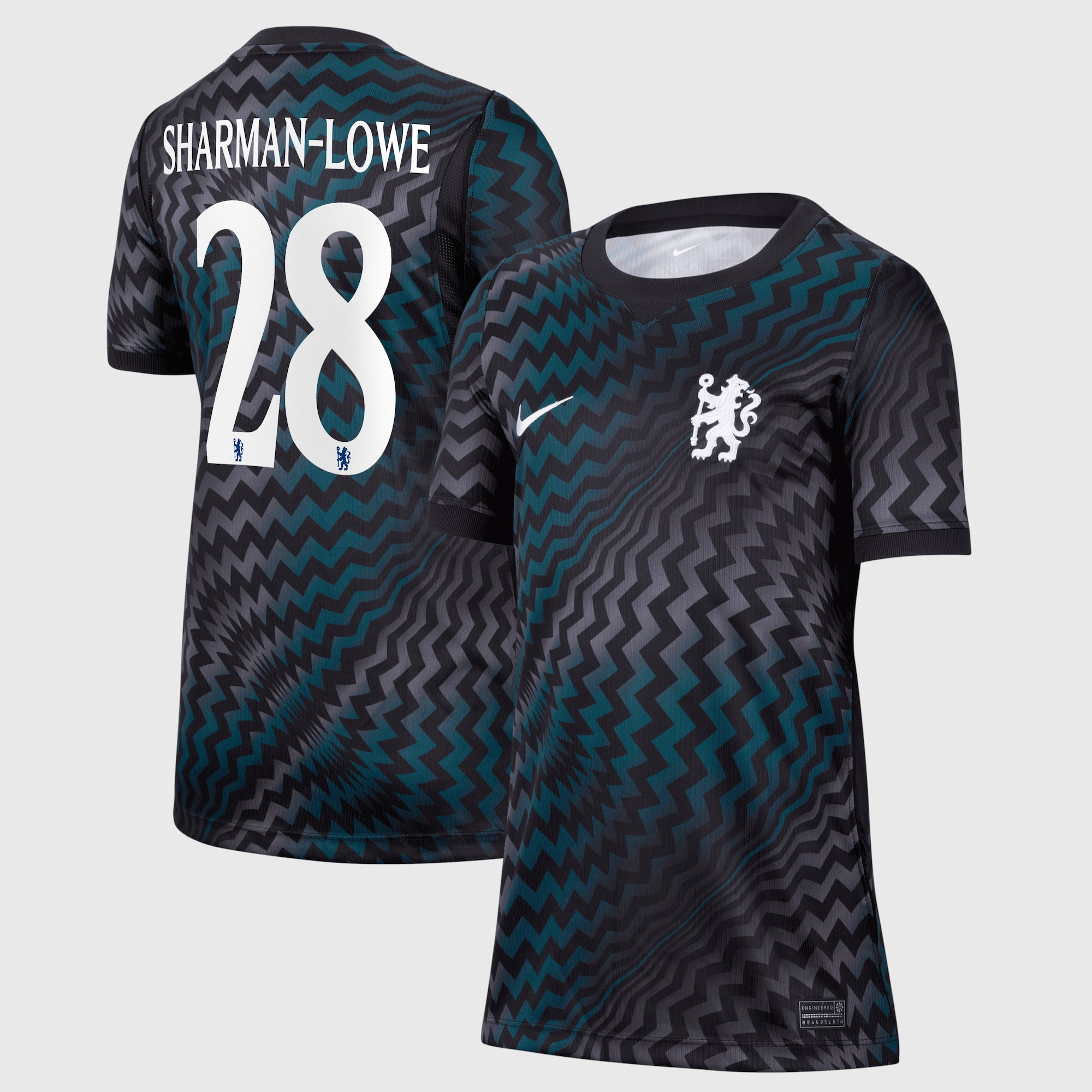 Chelsea Cup Nike Goalkeeper Stadium Shirt 2026-27 - Kids with Sharman-Lowe 28 printing