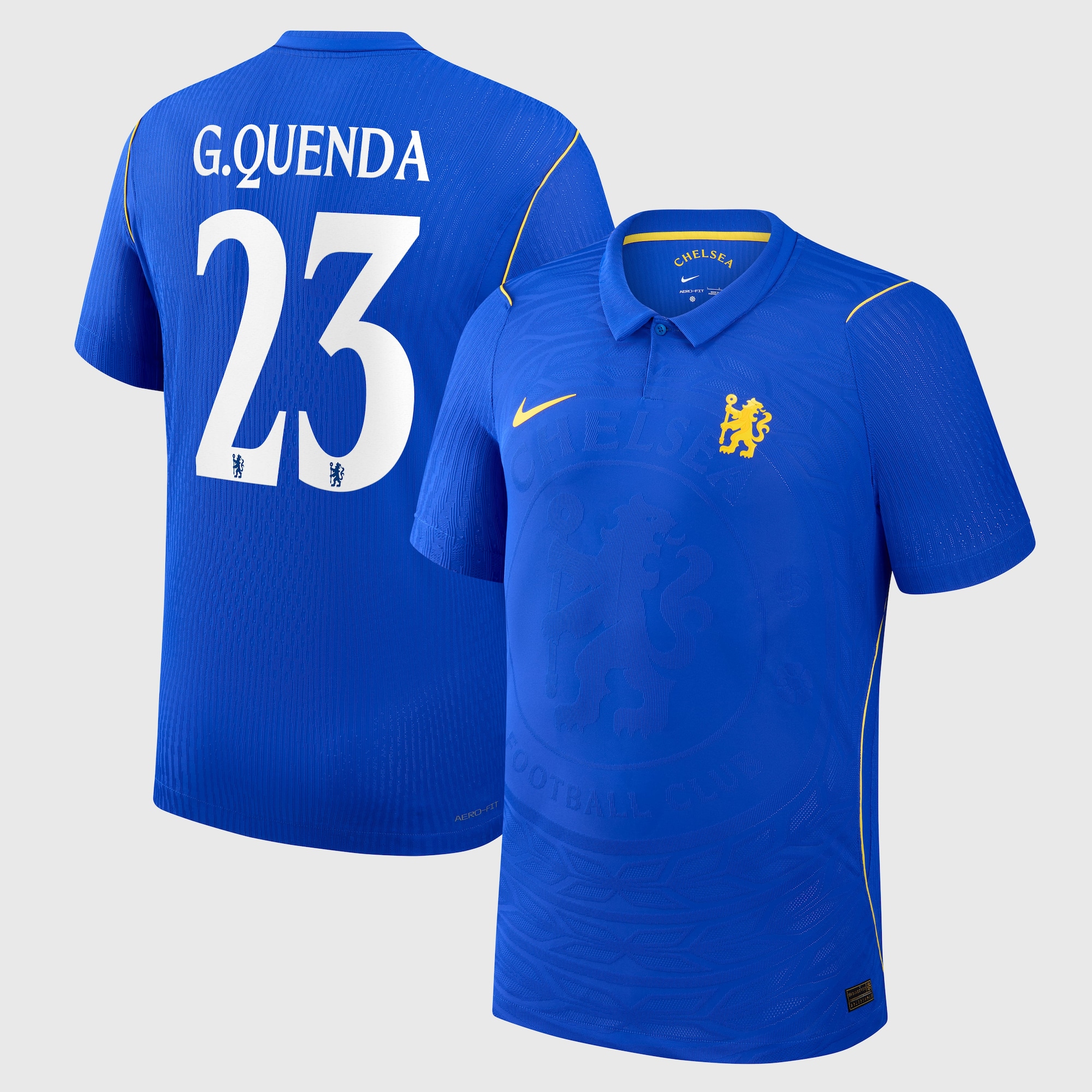 Chelsea Cup Nike Home Aero-FIT Match Shirt 2026-27 - Kids with G.Quenda 23 printing