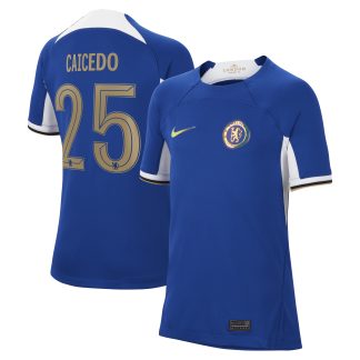 Chelsea Cup Nike Home Stadium Shirt 2023-24 - Kids - With Caicedo 25 Printing