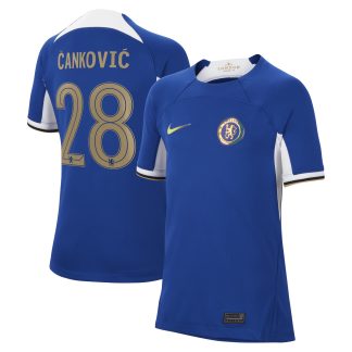 Chelsea Cup Nike Home Stadium Shirt 2023-24 - Kids with Cankovic 28 printing