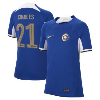 Chelsea Cup Nike Home Stadium Shirt 2023-24 - Kids with Charles 21 printing