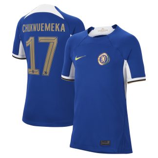 Chelsea Cup Nike Home Stadium Shirt 2023-24 - Kids with Chukwuemeka 17 printing