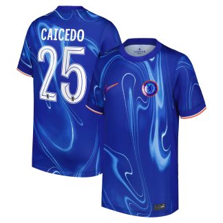 Chelsea Cup Nike Home Stadium Shirt 2024-25 - Kids with Caicedo 25 printing