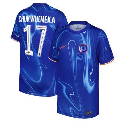 Chelsea Cup Nike Home Stadium Shirt 2024-25 - Kids with Chukwuemeka 17 printing