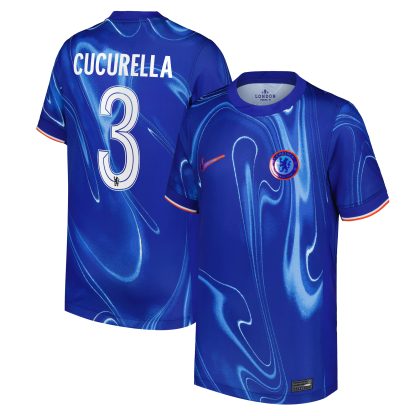 Chelsea Cup Nike Home Stadium Shirt 2024-25 - Kids with Cucurella 3 printing