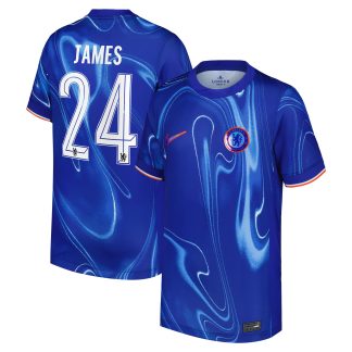 Chelsea Cup Nike Home Stadium Shirt 2024-25 - Kids with James 24 printing