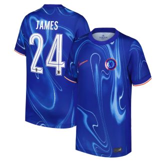 Chelsea Cup Nike Home Stadium Shirt 2024-25 - Kids with James 24 printing