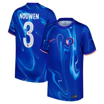 Chelsea Cup Nike Home Stadium Shirt 2024-25 - Kids with Nouwen 3 printing