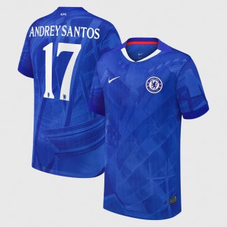 Chelsea Cup Nike Home Stadium Shirt 2025-26 - Kids with Andrey Santos 17 printing