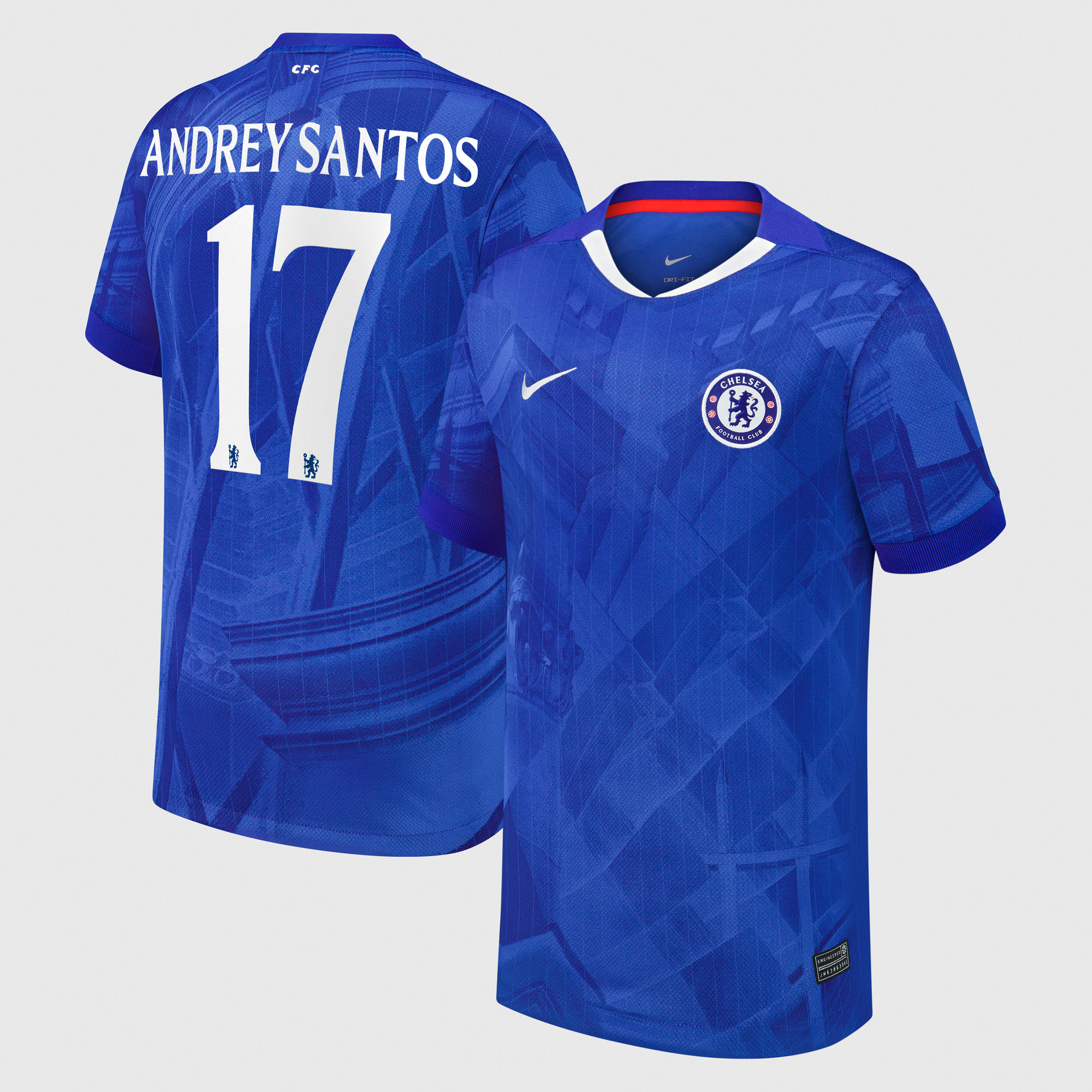 Chelsea Cup Nike Home Stadium Shirt 2025-26 - Kids with Andrey Santos 17 printing