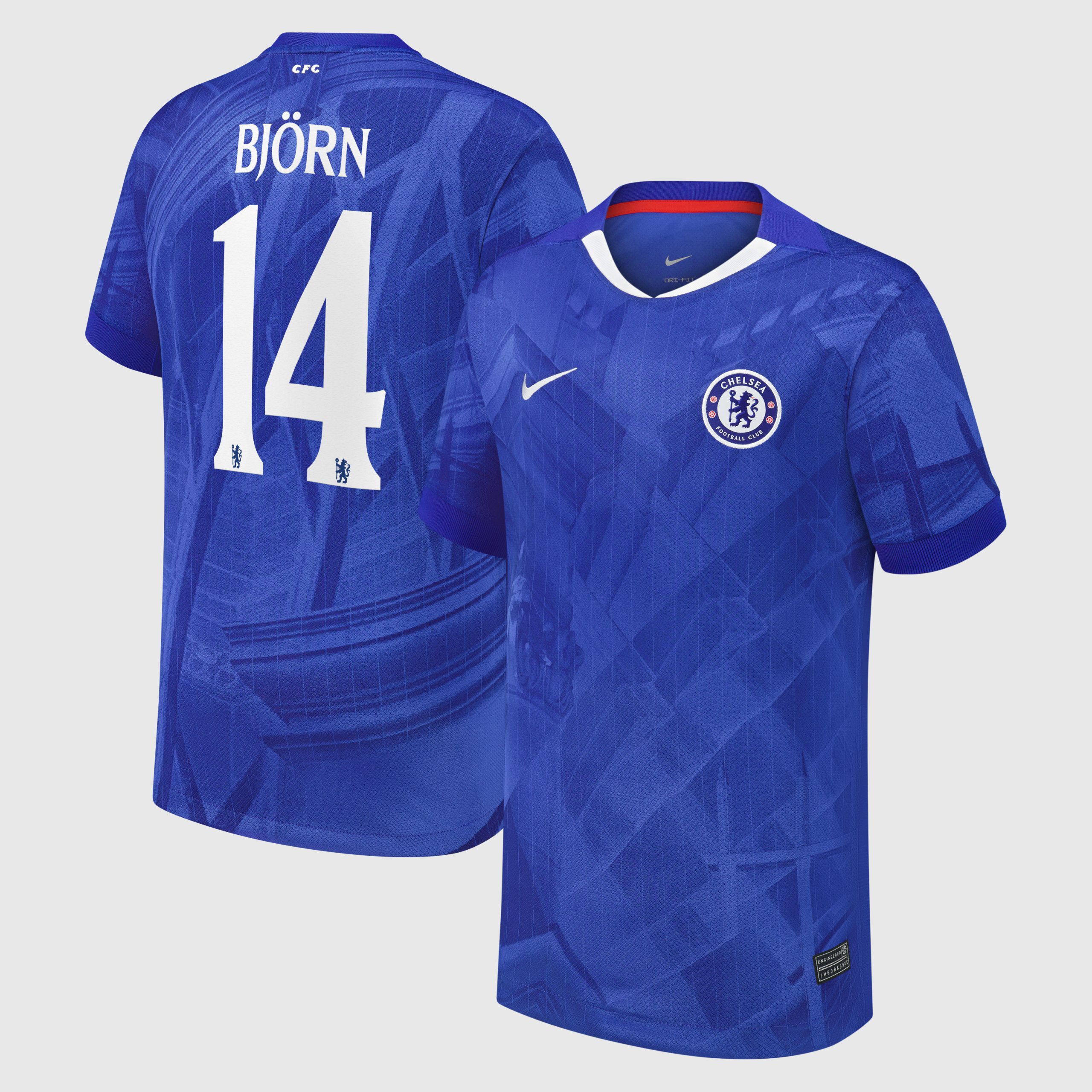 Chelsea Cup Nike Home Stadium Shirt 2025-26 - Kids with Björn 14 printing