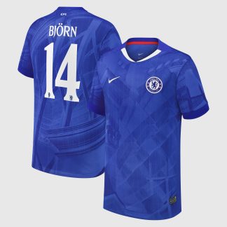 Chelsea Cup Nike Home Stadium Shirt 2025-26 - Kids with Björn 14 printing