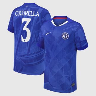 Chelsea Cup Nike Home Stadium Shirt 2025-26 - Kids with Cucurella 3 printing