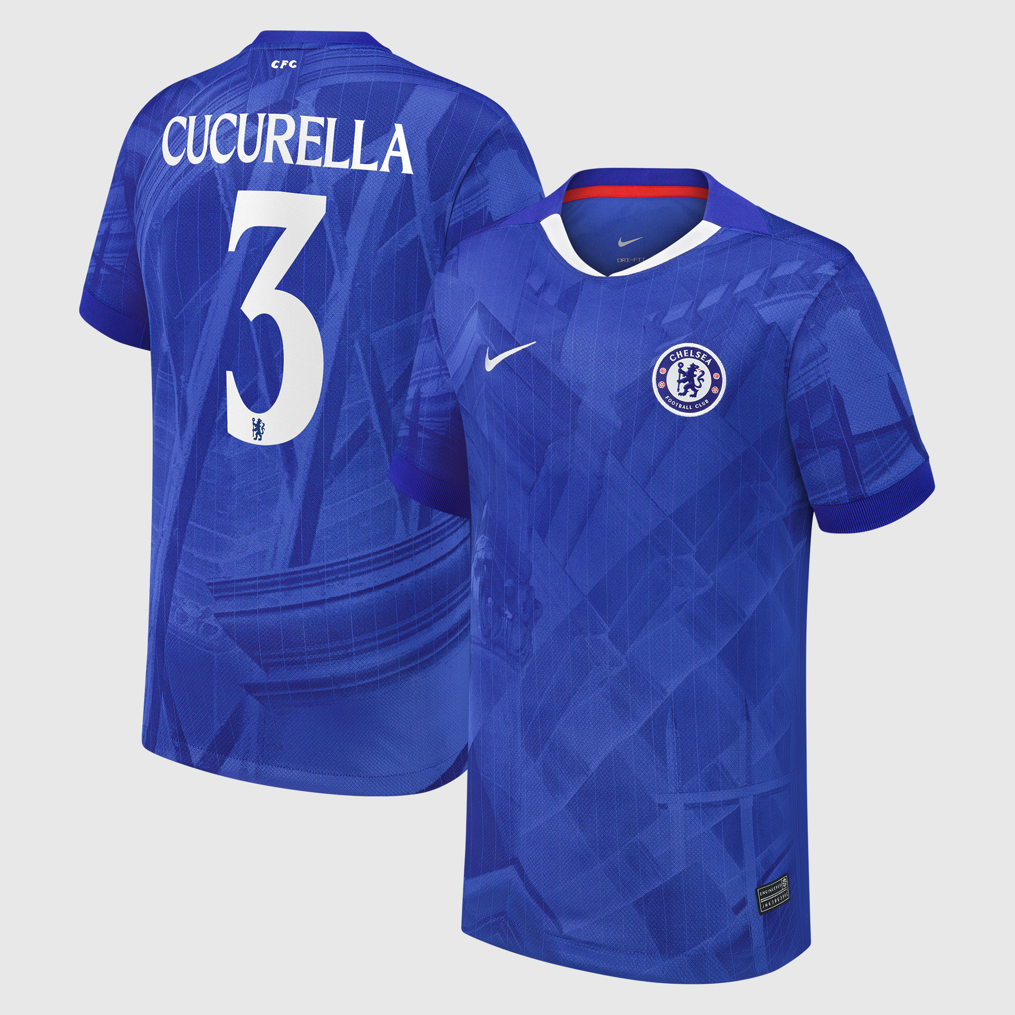 Chelsea Cup Nike Home Stadium Shirt 2025-26 - Kids with Cucurella 3 printing