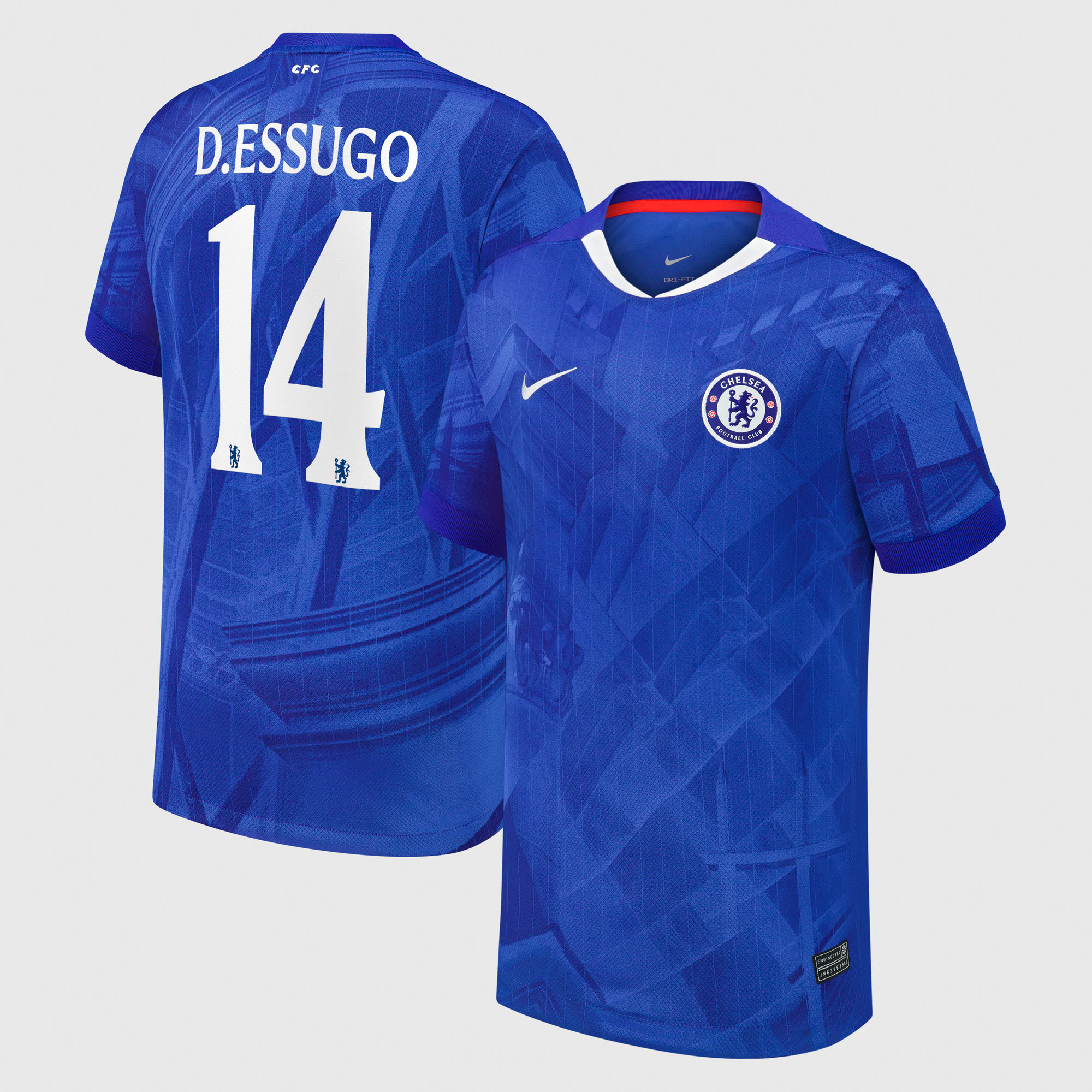 Chelsea Cup Nike Home Stadium Shirt 2025-26 - Kids with D.Essugo 14 printing