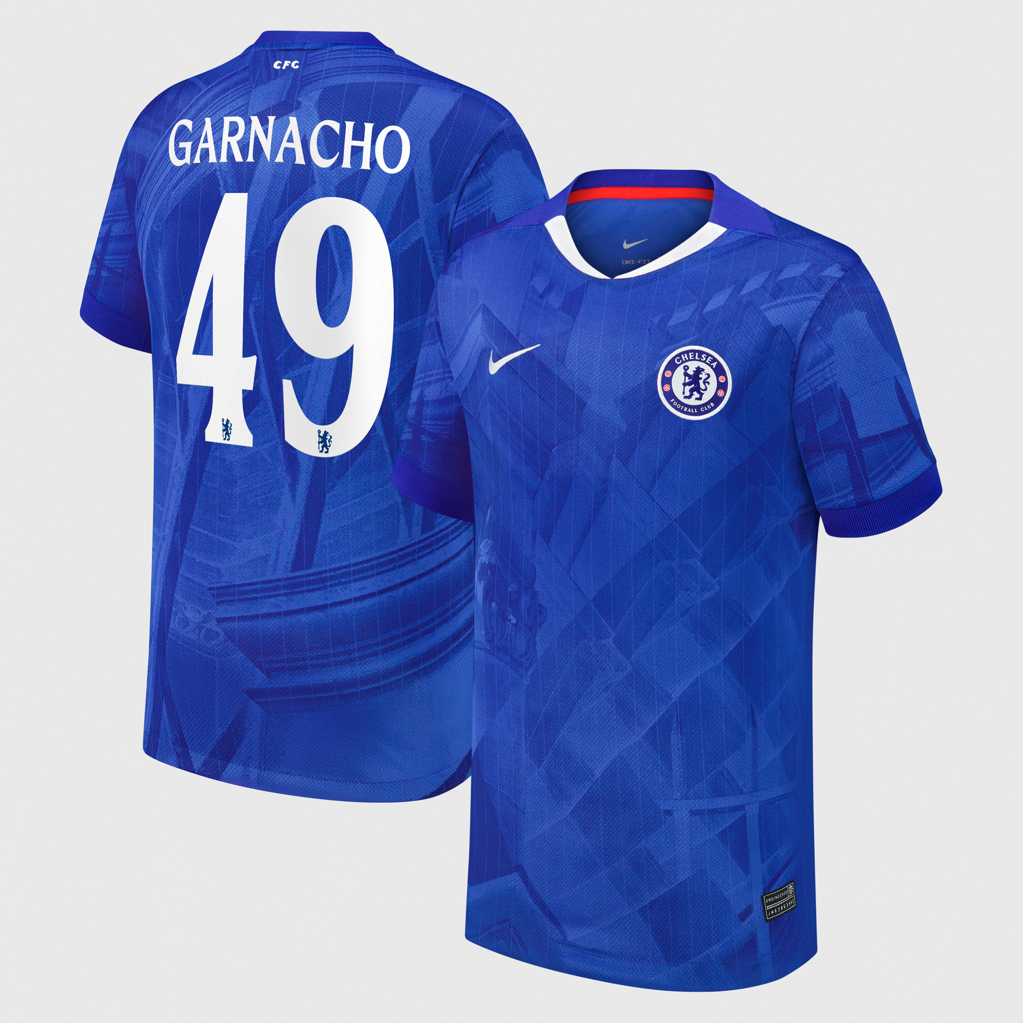 Chelsea Cup Nike Home Stadium Shirt 2025-26 - Kids with Garnacho 49 printing
