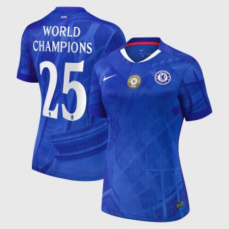 Chelsea Cup Nike Home Stadium Shirt 2025-26 - Womens with World Champions 25 chest badge