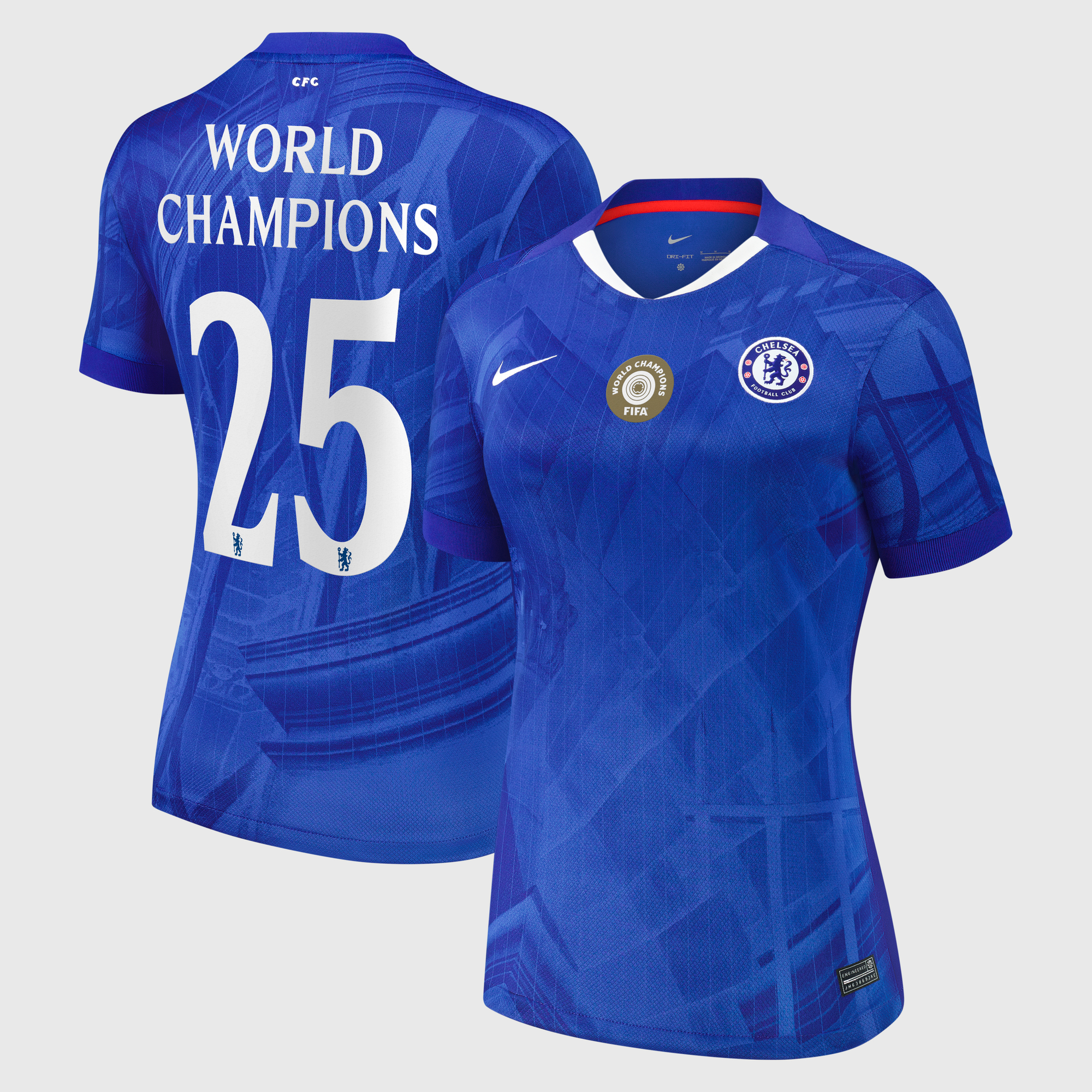 Chelsea Cup Nike Home Stadium Shirt 2025-26 - Womens with World Champions 25 chest badge