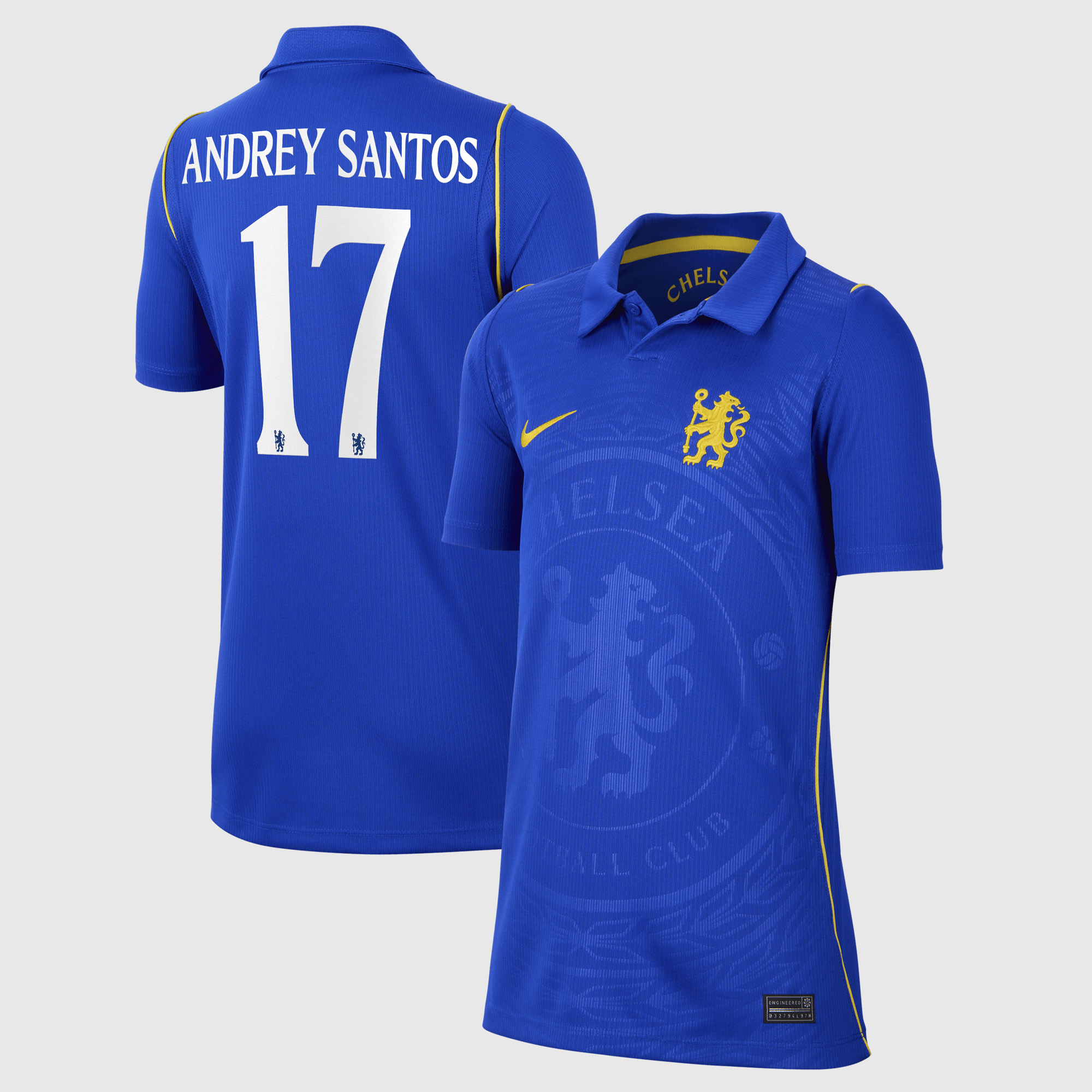 Chelsea Cup Nike Home Stadium Shirt 2026-27 - Kids with Andrey Santos 17 printing