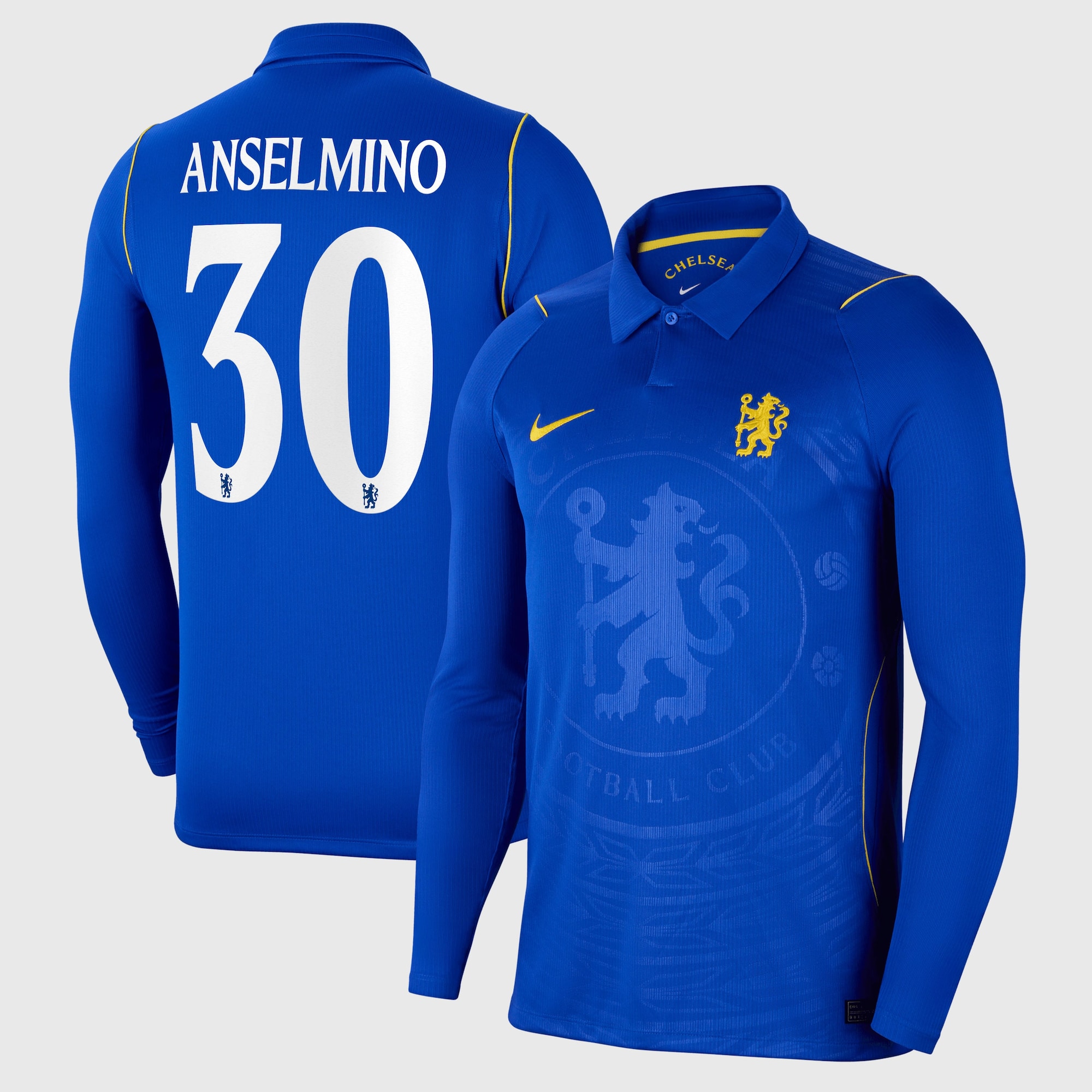 Chelsea Cup Nike Home Stadium Shirt 2026-27 - Long Sleeve - Kids with Anselmino 30 printing