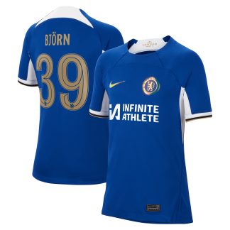 Chelsea Cup Nike Home Stadium Sponsored Shirt 2023-24 - Kids with Björn 39 printing