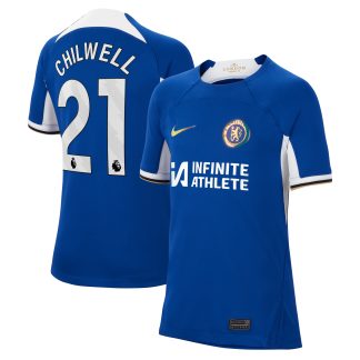 Chelsea Home Stadium Sponsored Shirt 2023-24 - Kids with Chilwell 21 printing
