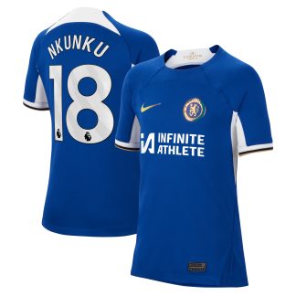Chelsea Home Stadium Sponsored Shirt 2023-24 - Kids with Nkunku 18 printing