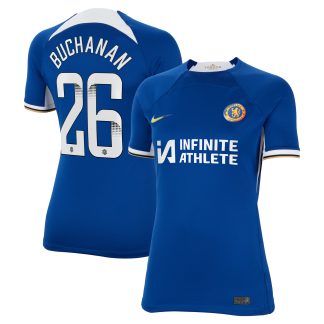 Chelsea Home Stadium Sponsored Shirt 2023-24 - Womens with Buchanan 26 WSL printing