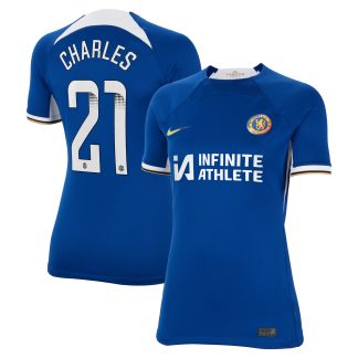 Chelsea Home Stadium Sponsored Shirt 2023-24 - Womens with Charles 21 WSL printing
