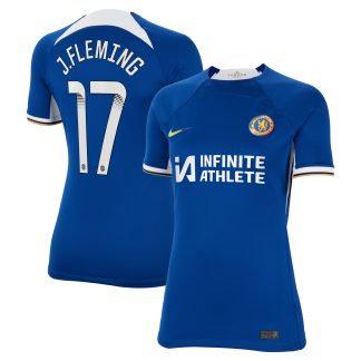 Chelsea Home Stadium Sponsored Shirt 2023-24 - Womens with J.Fleming 17 WSL printing