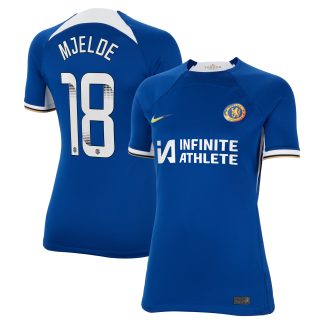 Chelsea Home Stadium Sponsored Shirt 2023-24 - Womens with Mjelde 18 WSL printing