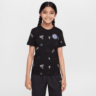 Chelsea Nike Crest AOP T-Shirt - Black - Kids