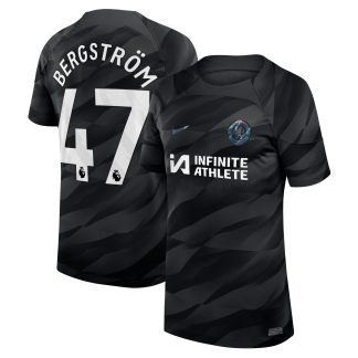 Chelsea Nike Goalkeeper Stadium Sponsored Shirt 2023-24 -Kids with Bergström 47 printing