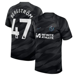 Chelsea Nike Goalkeeper Stadium Sponsored Shirt 2023-24 with Bergström 47 printing