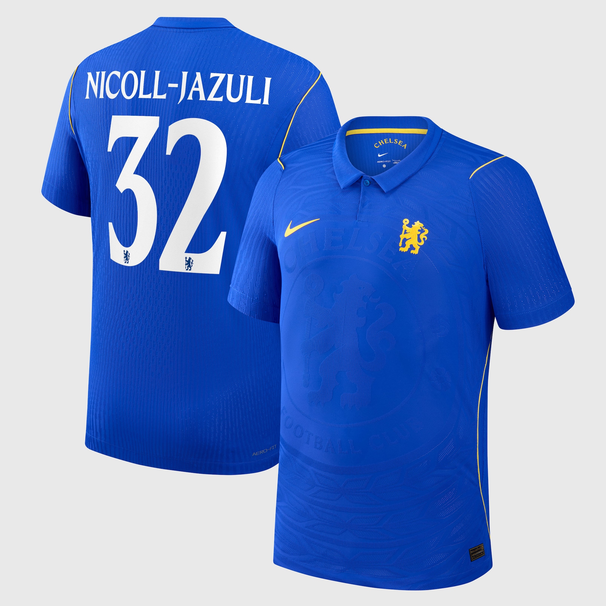 Chelsea Nike Home Aero-FIT Match Shirt 2026-27 - Kids with Nicoll-Jazuli 32 printing