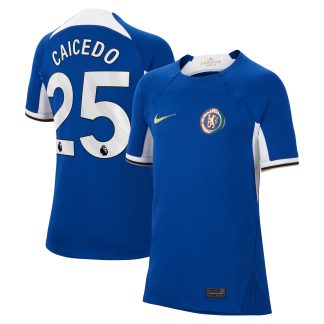 Chelsea Nike Home Stadium Shirt 2023-24 - Kids - With Caicedo 25 Printing