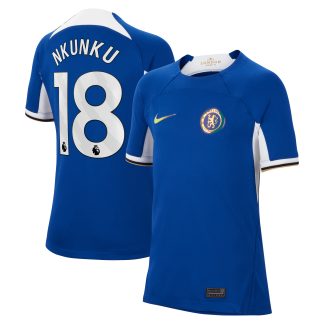 Chelsea Nike Home Stadium Shirt 2023-24 - Kids with Nkunku 18 printing