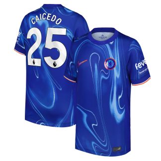 Chelsea Nike Home Stadium Shirt 2024-25 - Kids with Caicedo 25 printing