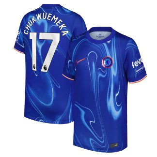 Chelsea Nike Home Stadium Shirt 2024-25 - Kids with Chukwuemeka 17 printing